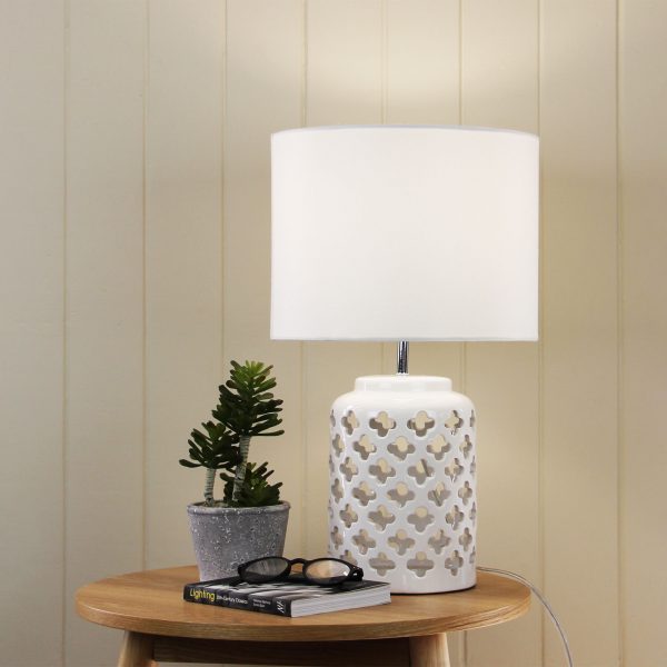 Chic Moorish Cut Teal Ceramic Lamp (Available in 2 Colors)