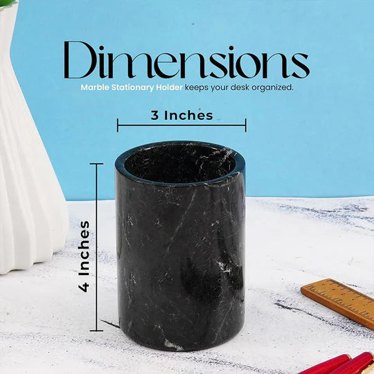 Chic Natural Marble Stationery Holder - Black