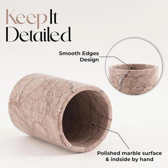 Chic Natural Marble Stationery Holder - Brown