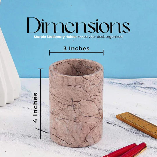 Chic Natural Marble Stationery Holder - Brown