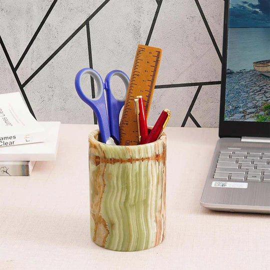 Chic Natural Marble Stationery Holder - Green