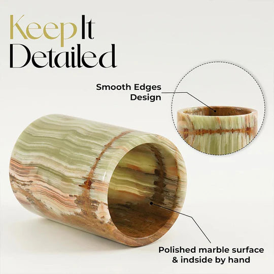 Chic Natural Marble Stationery Holder - Green