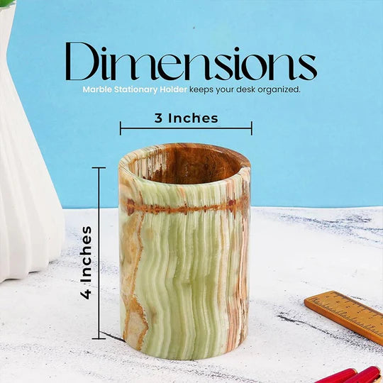 Chic Natural Marble Stationery Holder - Green