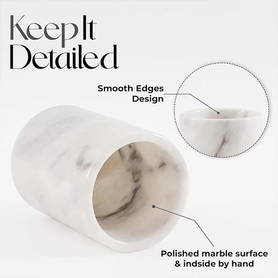 Chic Natural Marble Stationery Holder - White