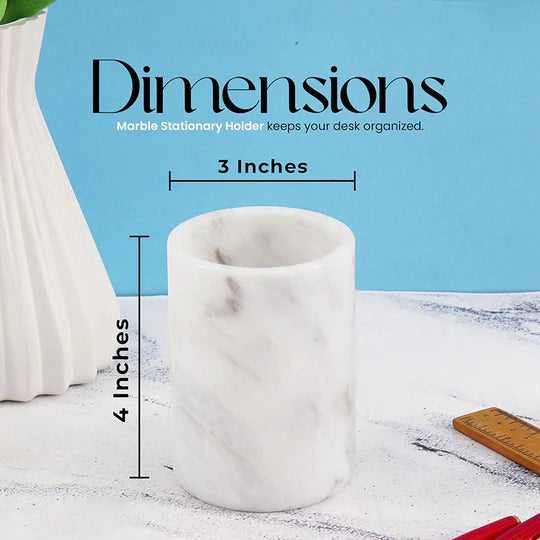 Chic Natural Marble Stationery Holder - White