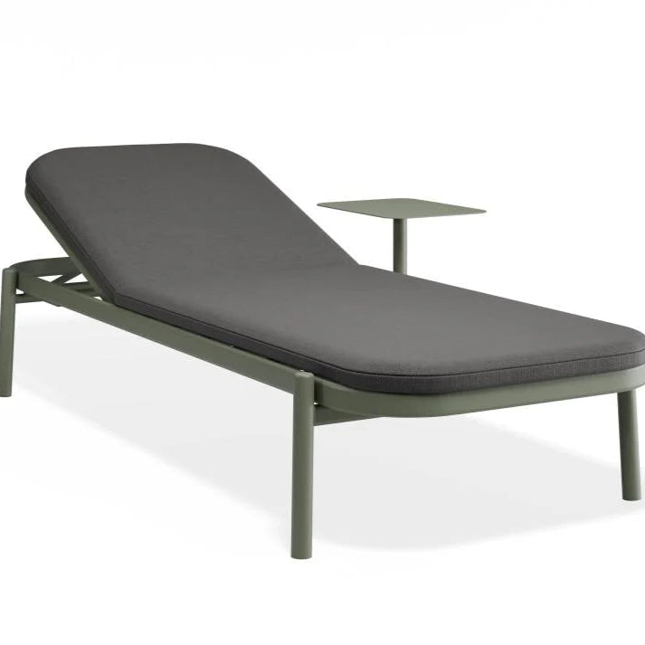 Chic Poolside Green Comfort Sun Lounge & Side Table - Granite Grey