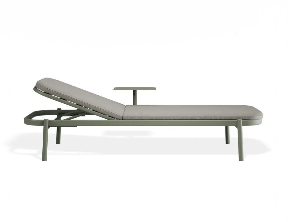Chic Poolside Green Comfort Sun Lounge & Side Table - Sandy Grey