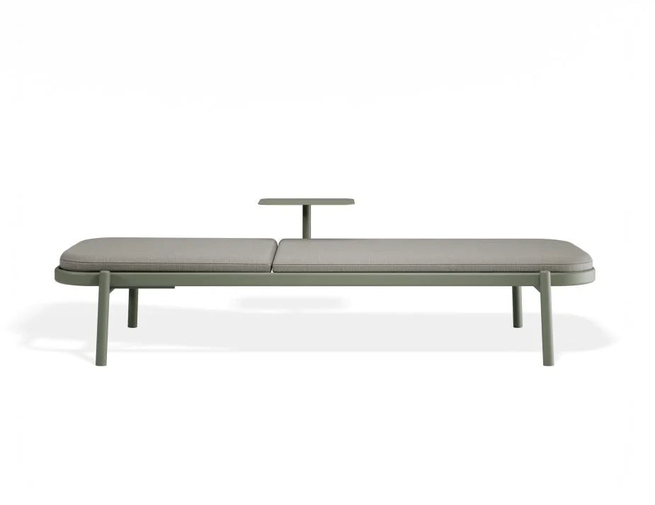 Chic Poolside Green Comfort Sun Lounge & Side Table - Sandy Grey