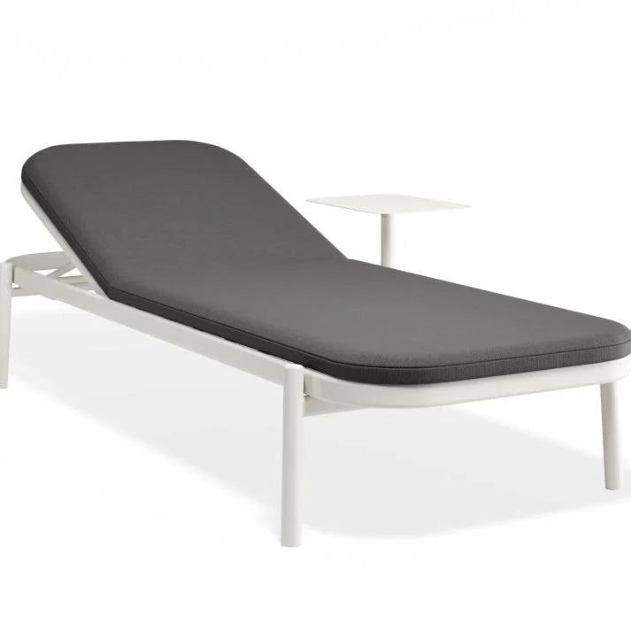 Chic Poolside White Comfort Sun Lounge & Side Table - Granite Grey