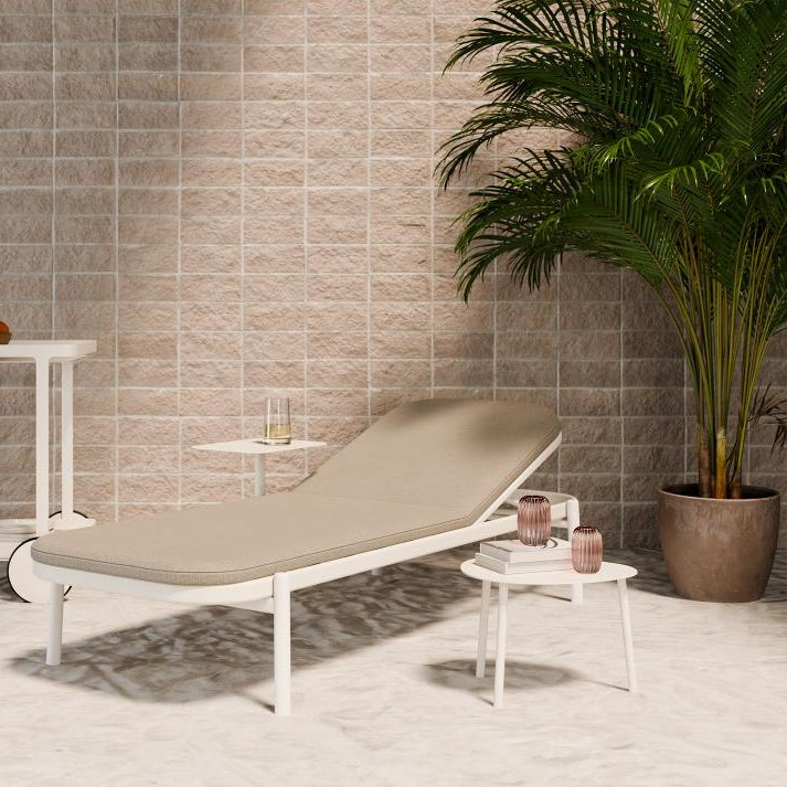 Chic Poolside White Comfort Sun Lounge & Side Table - Granite Grey