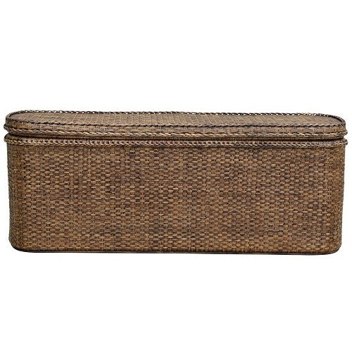 Chic Rattan Rectangle Bed End Chest - Antique Brown
