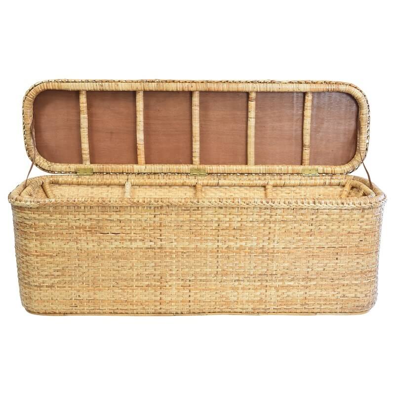 Chic Rattan Rectangle Bed End Chest - Natural