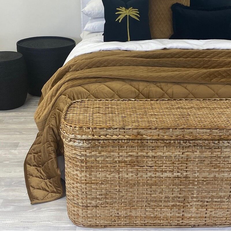 Chic Rattan Rectangle Bed End Chest - Natural