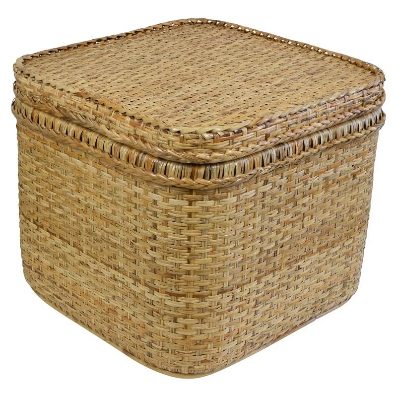 Chic Rattan Square Chest Side Table - Natural
