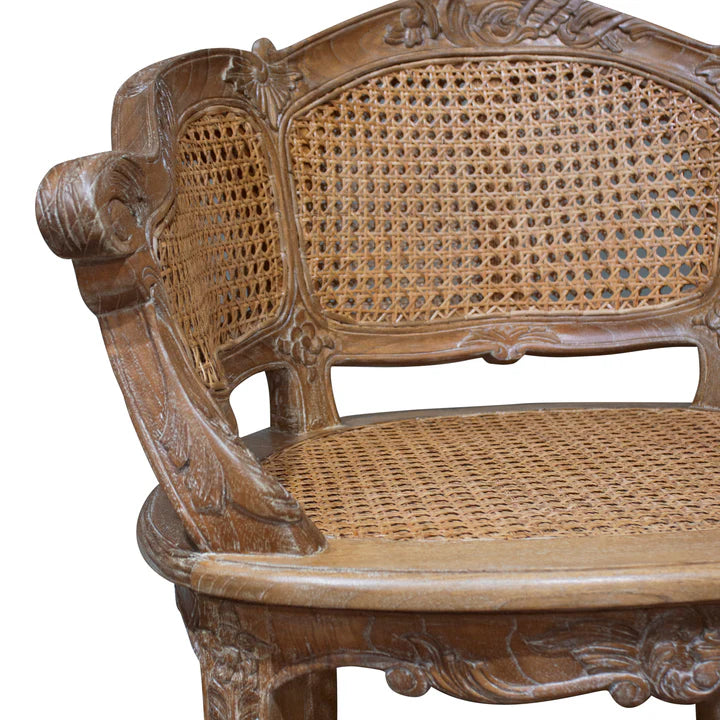 Chic Royal Marcella Bergere Chair - Weathered Oak