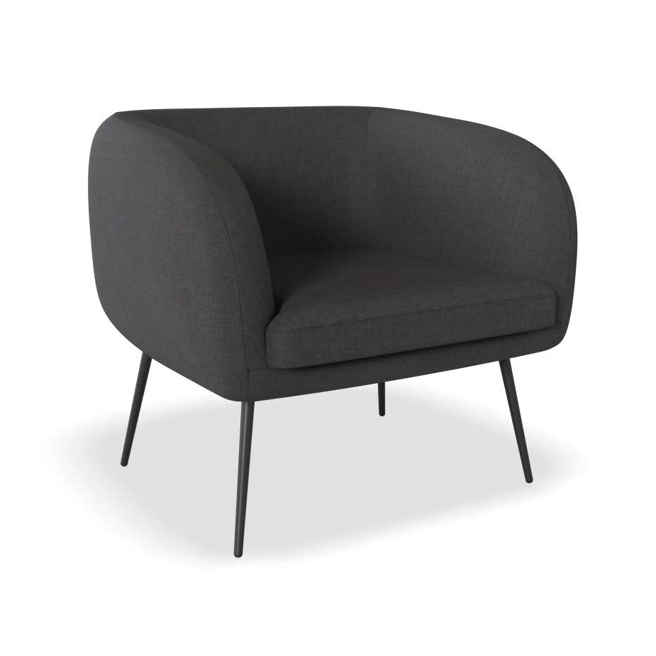 Chic Solitude Dark Grey Single Seater Sofa (Available in 3 Frame Colors)