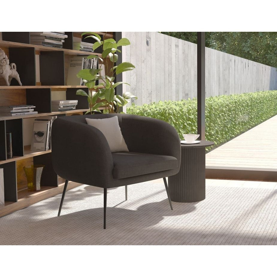 Chic Solitude Dark Grey Single Seater Sofa (Available in 3 Frame Colors)