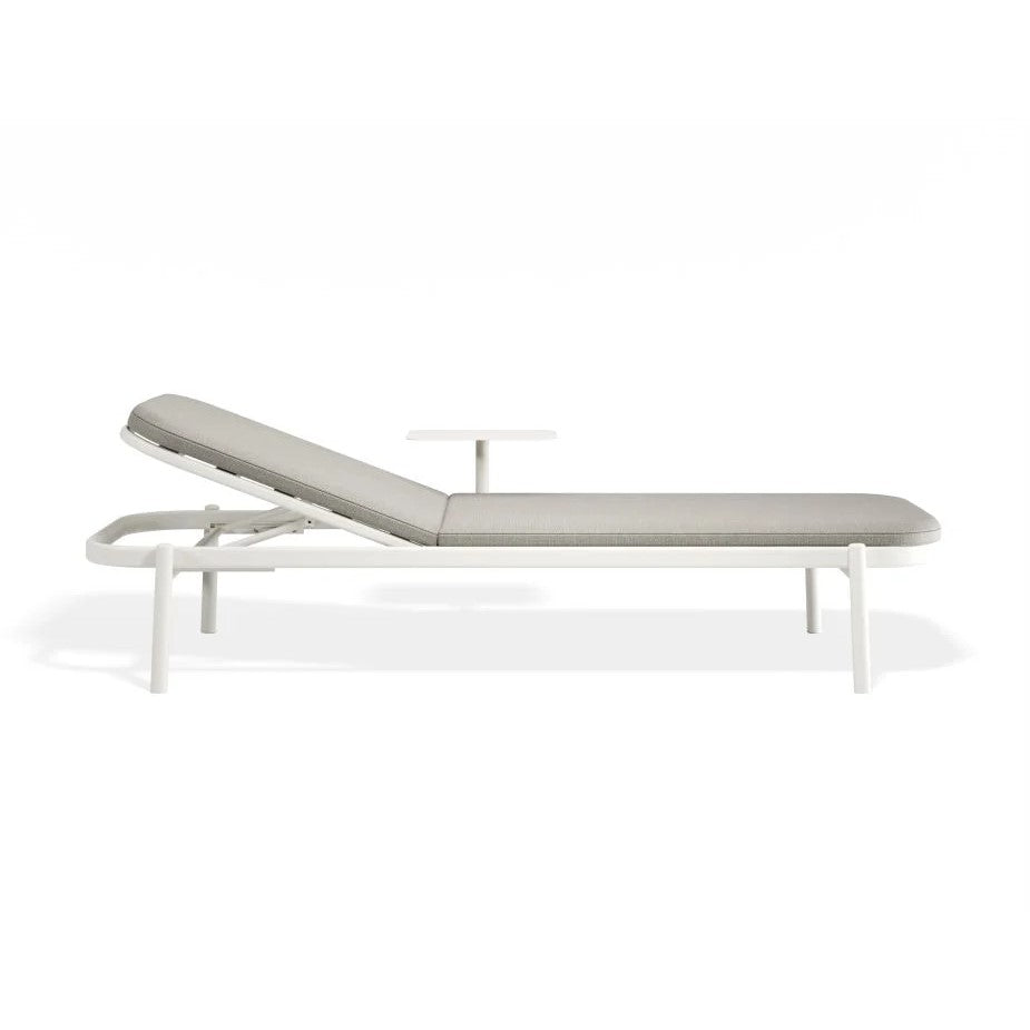 Chic Poolside White Comfort Sun Lounge & Side Table - Sandy Grey