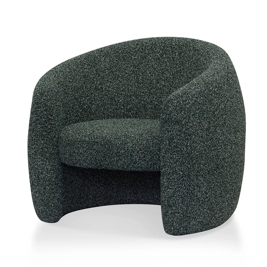 Chic and Versatile Fabric Armchair - Green Boucle