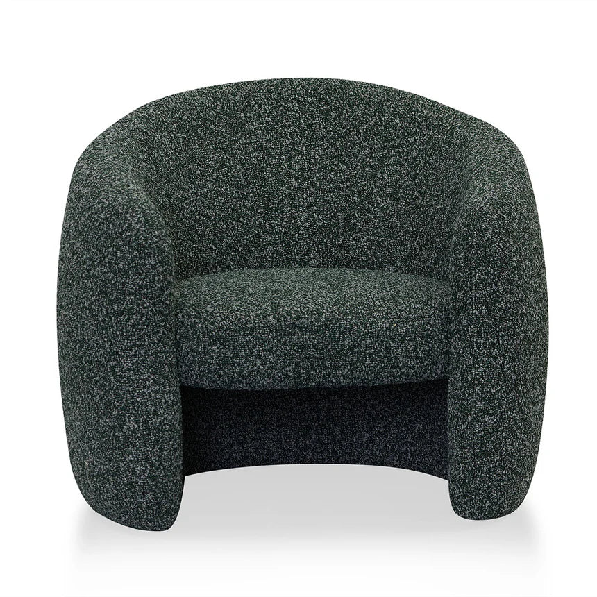 Chic and Versatile Fabric Armchair - Green Boucle