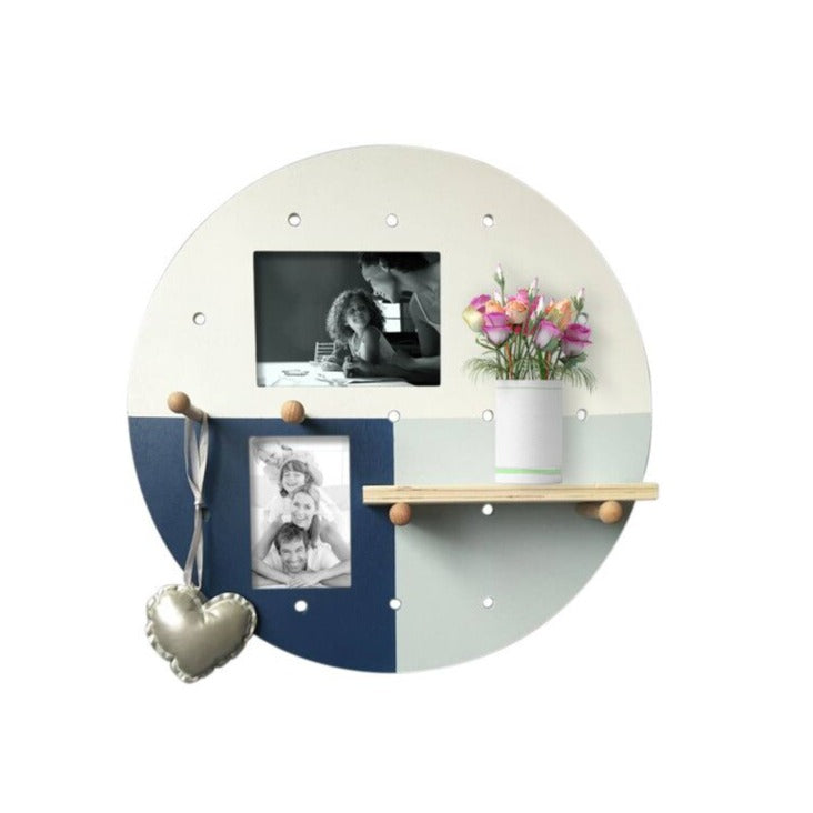 Circle Wooden Double Photo Frame