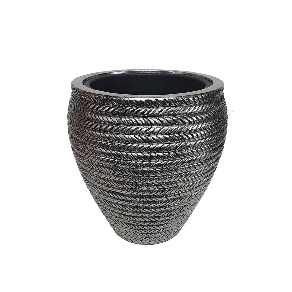 Circular Brilliance Silver Indoor Planter Pot (Available in 2 Sizes)