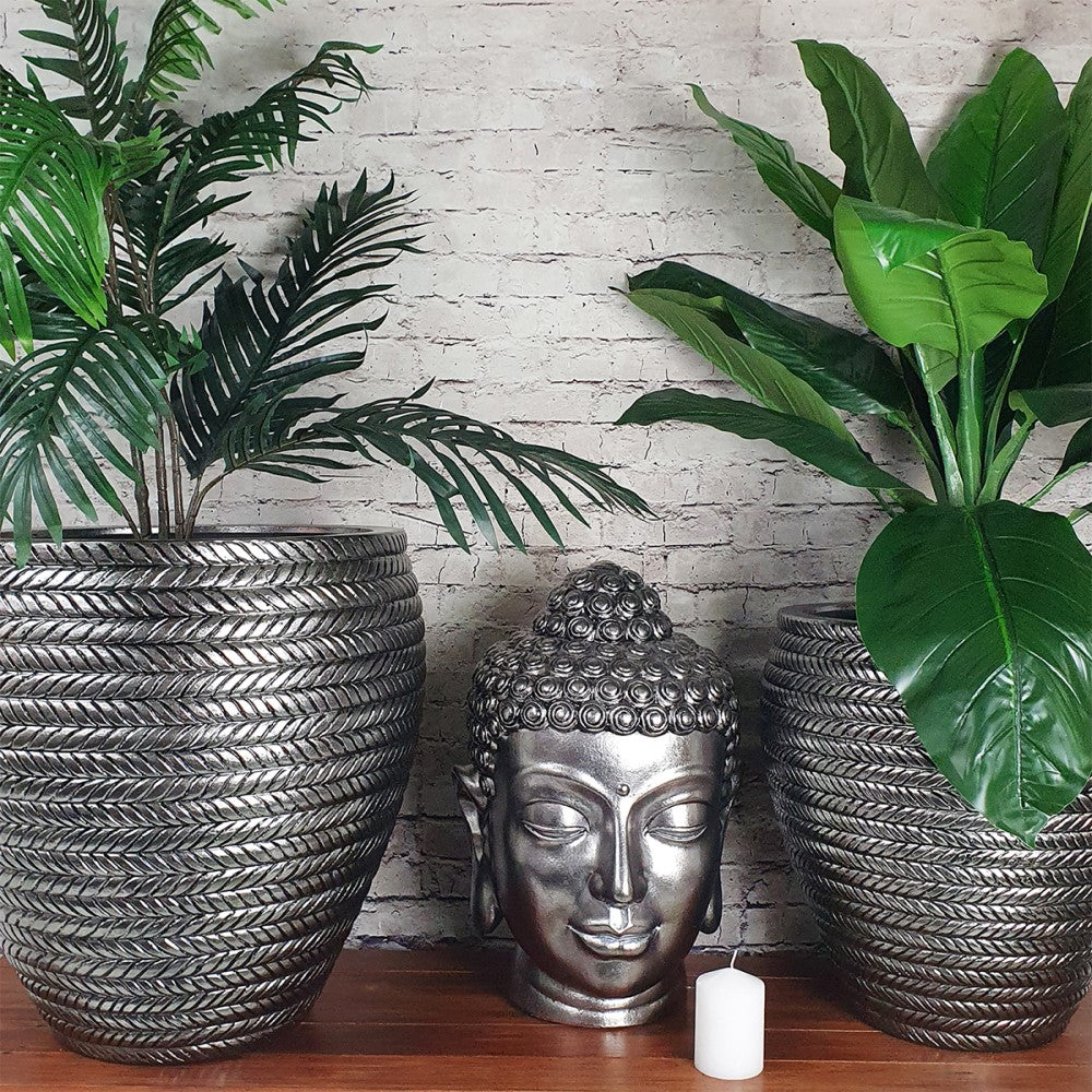 Circular Brilliance Silver Indoor Planter Pot (Available in 2 Sizes)