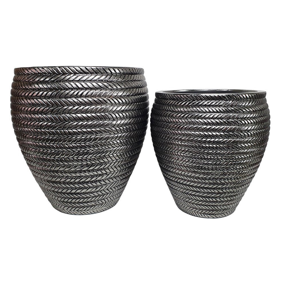Circular Brilliance Silver Indoor Planter Pot (Available in 2 Sizes)