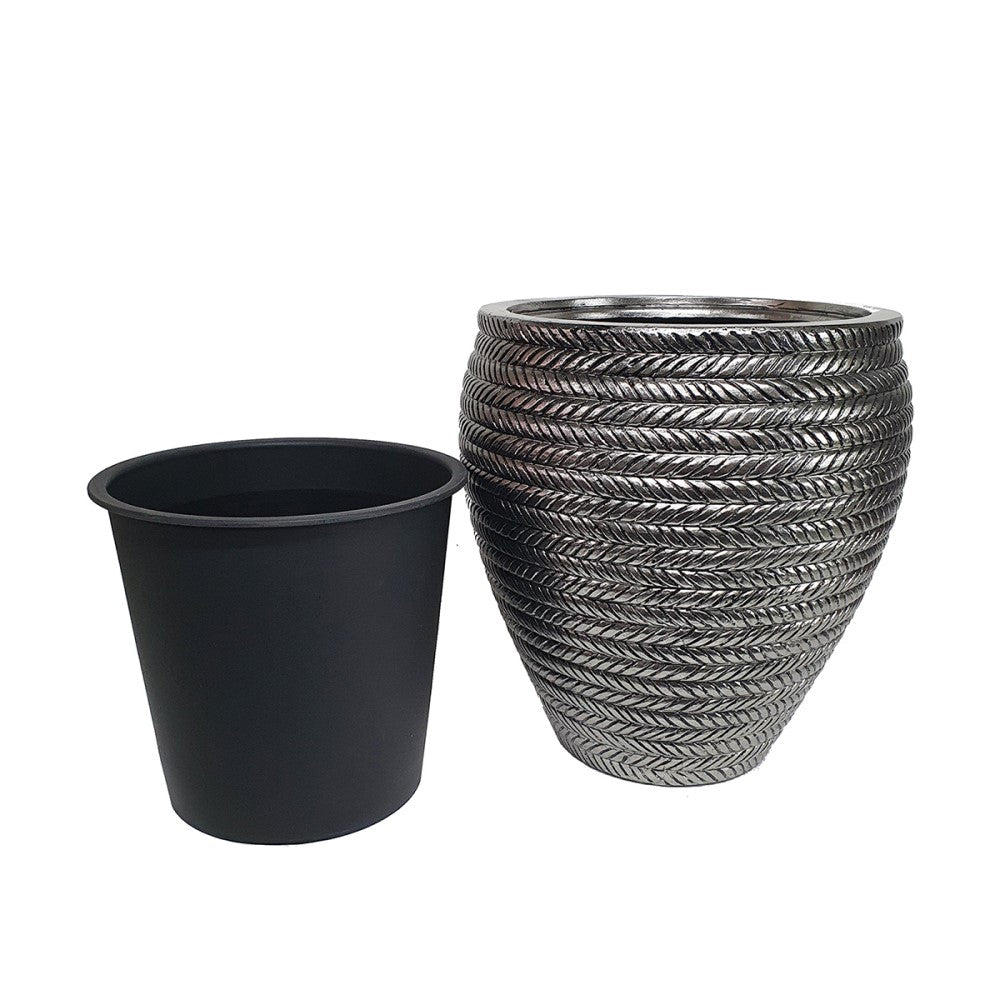 Circular Brilliance Silver Indoor Planter Pot (Available in 2 Sizes)