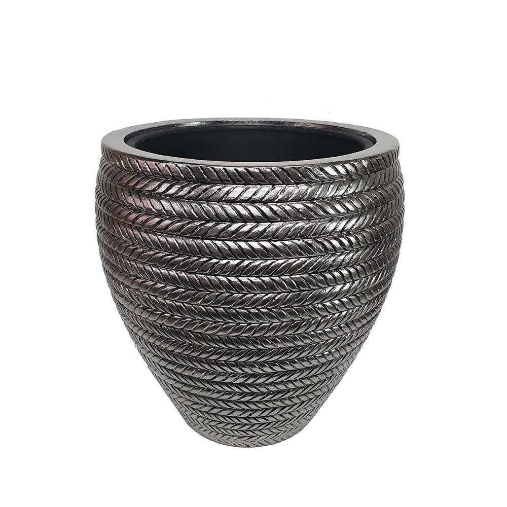 Circular Brilliance Silver Indoor Planter Pot (Available in 2 Sizes)
