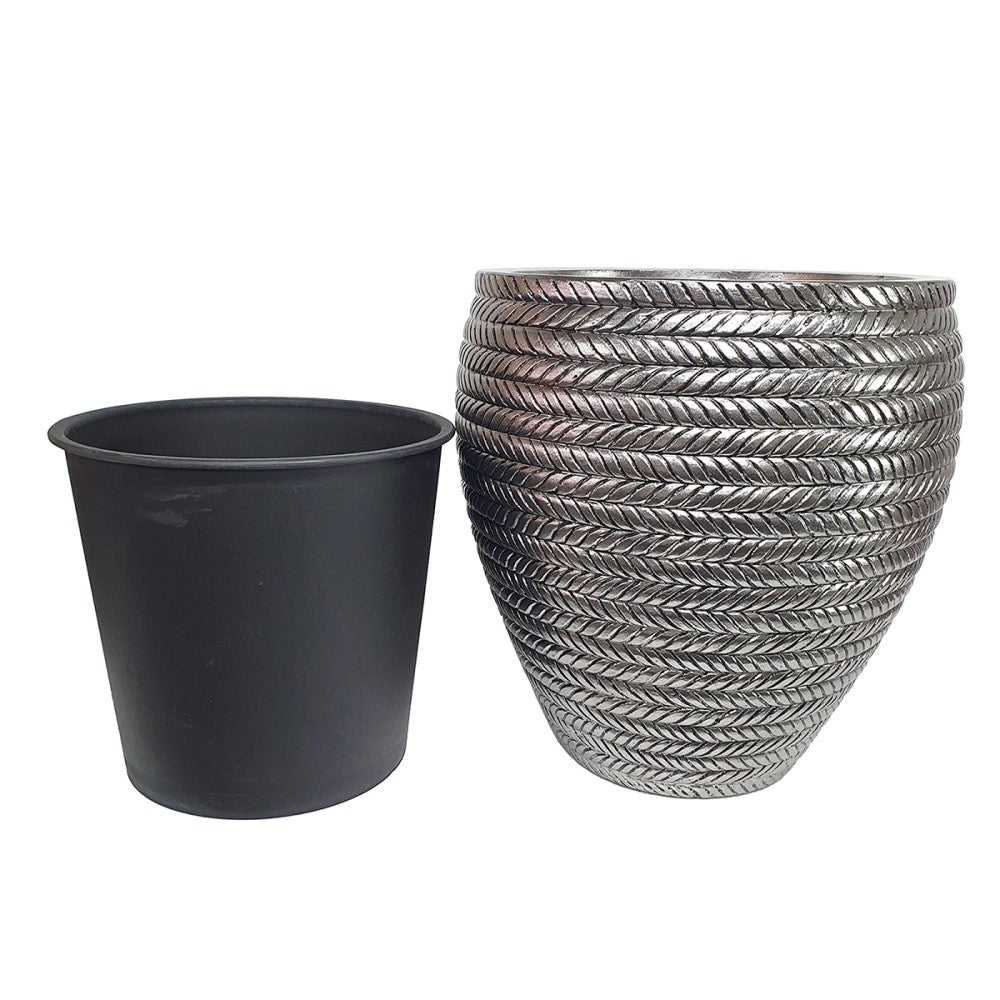 Circular Brilliance Silver Indoor Planter Pot (Available in 2 Sizes)