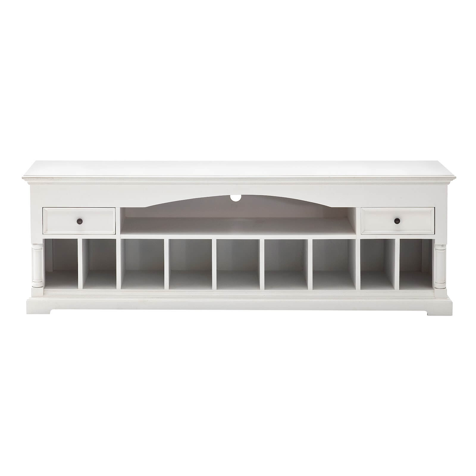 Classic Arch Media Console 2 Drawers 1 Shelf 9 Dividers
