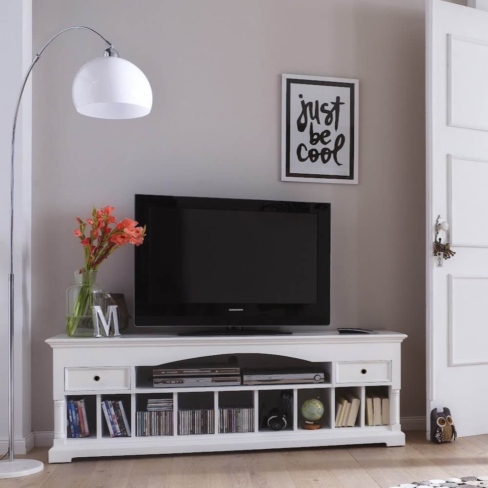 Classic Arch Media Console 2 Drawers 1 Shelf 9 Dividers