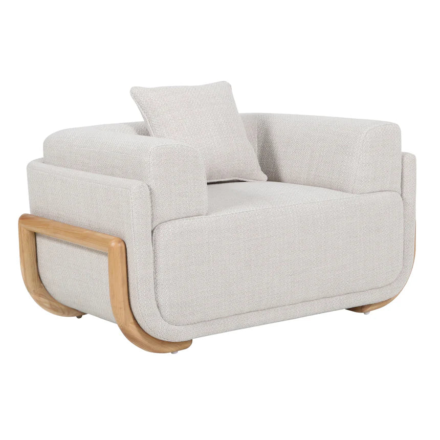 Classic Comfort Pinewood Beige Linen Armchair