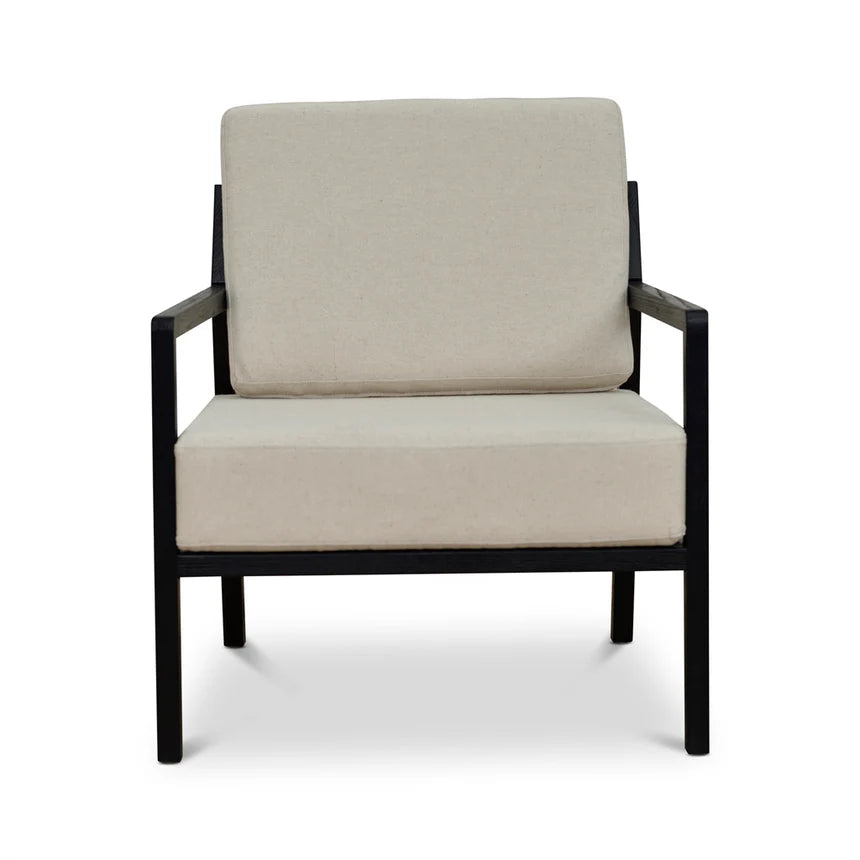 Classic Contrast Black Elm Armchair - Light Beige