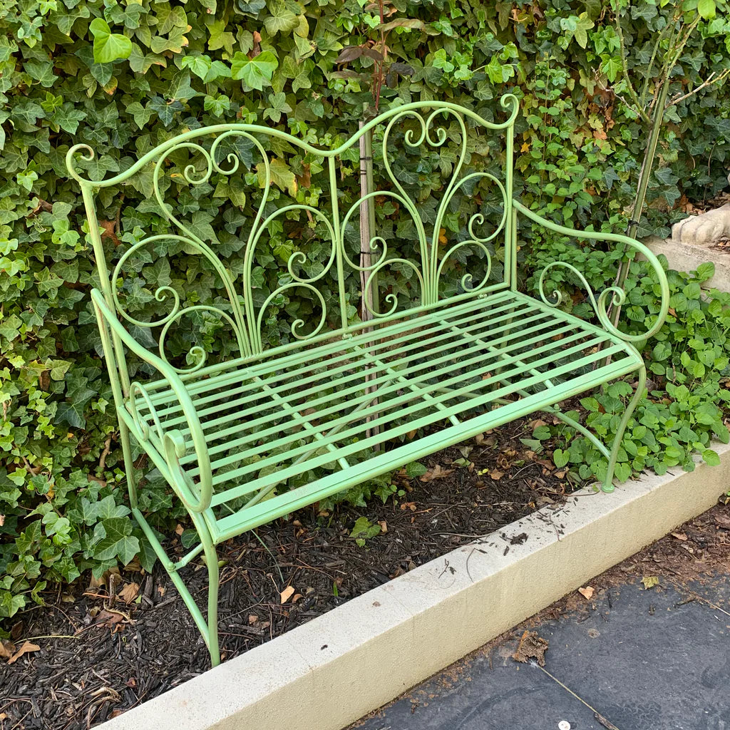 Classic Design Metal Garden Bench - Green