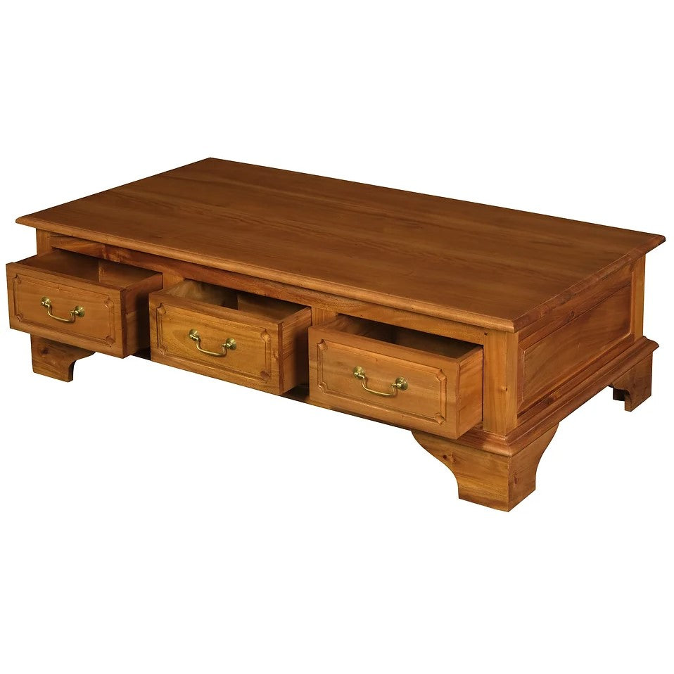 Classic Display 6 Drawer Straight Leg Coffee Table - Light Brown
