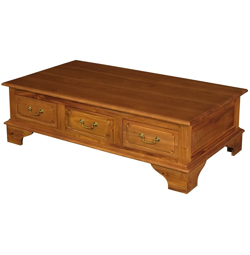 Classic Display 6 Drawer Straight Leg Coffee Table - Light Brown