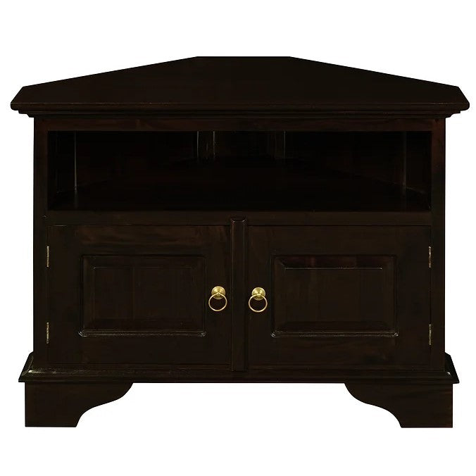 Classic Elegance 2 Door Corner TV Stand - Dark Brown