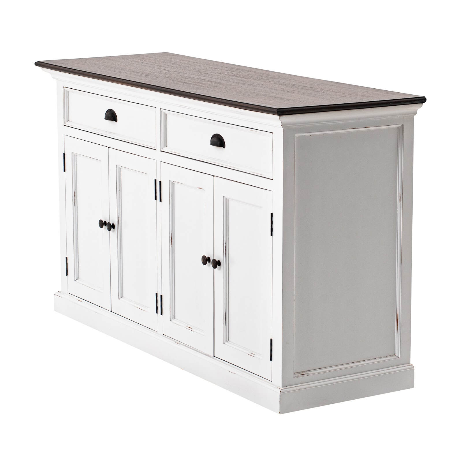Classic Farmhouse 2 Drawers 4 Doors White W/ Brown Top