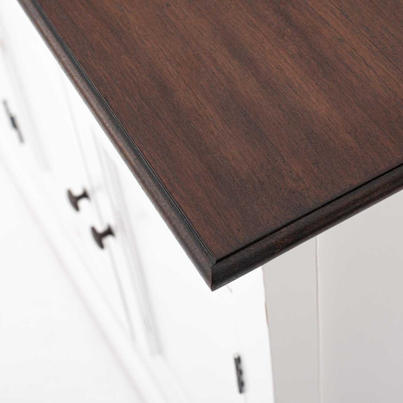 Classic Farmhouse 2 Drawers 4 Doors White W/ Brown Top