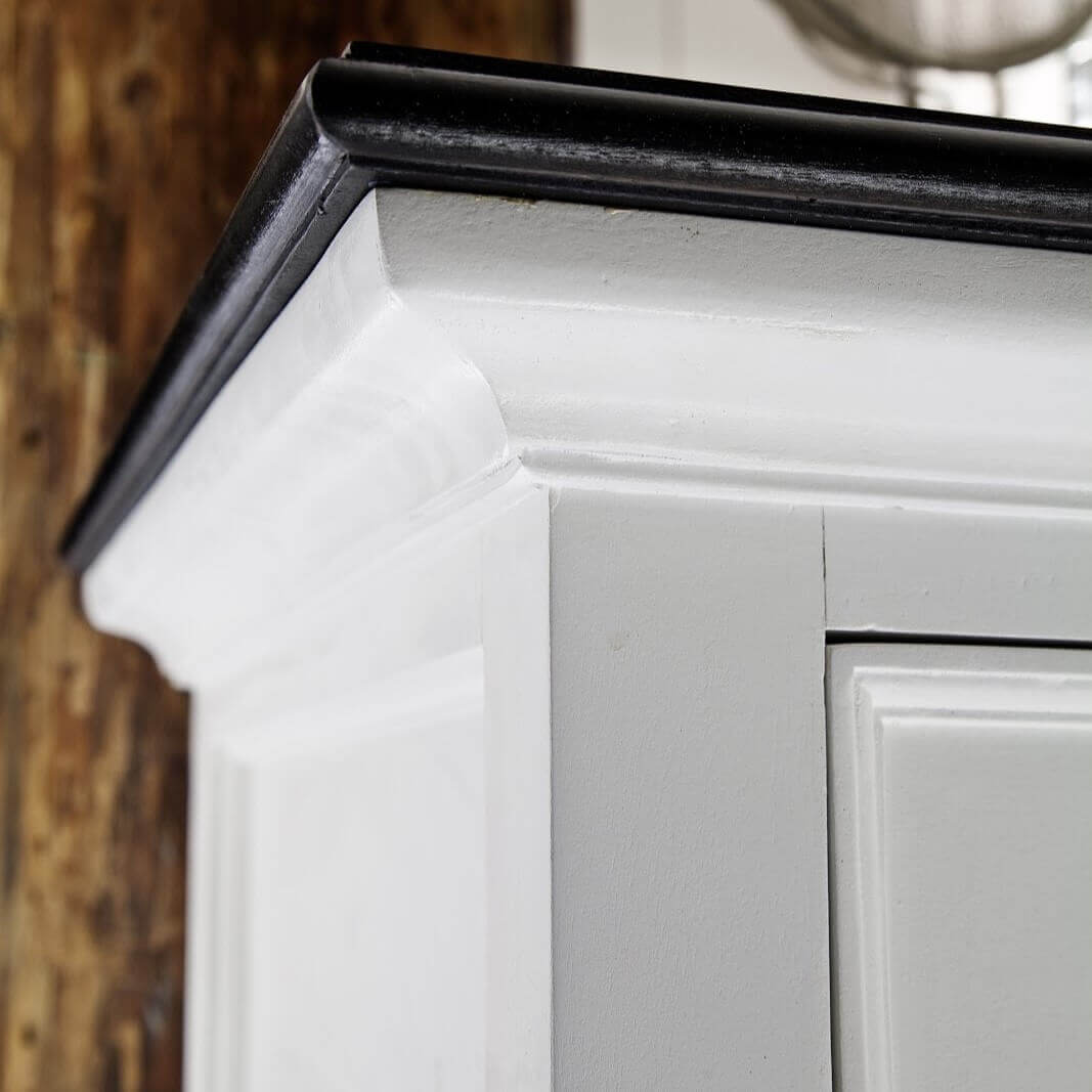 Classic Farmhouse Buffet 3 Drawers, 2 Doors & 2 Baskets Black Top