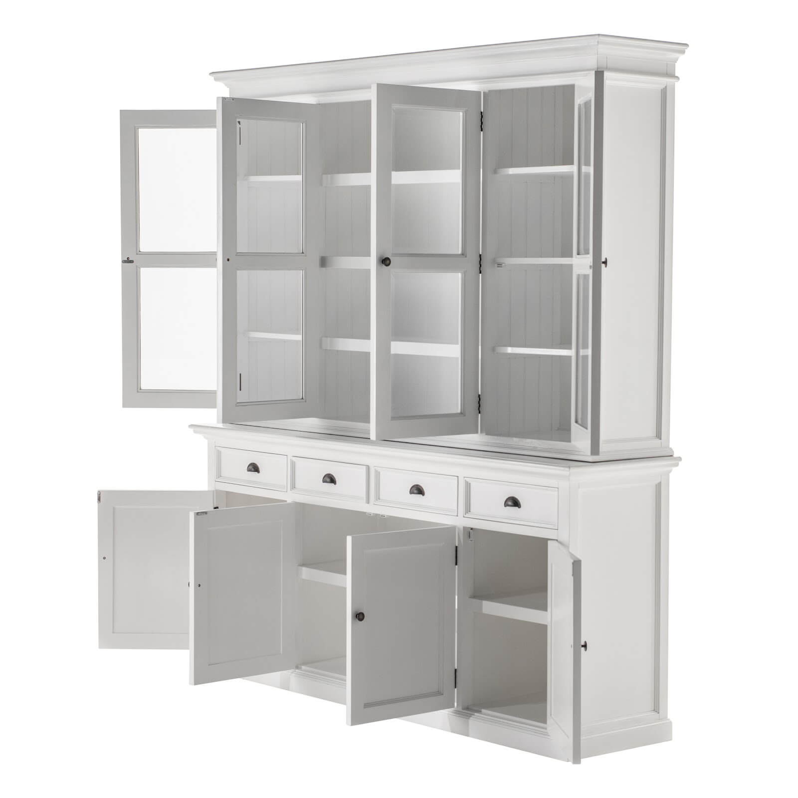 Classic Farmhouse Hutch Cabinet 2 Drawers 4 + 4 Doors & 8 Shelves
