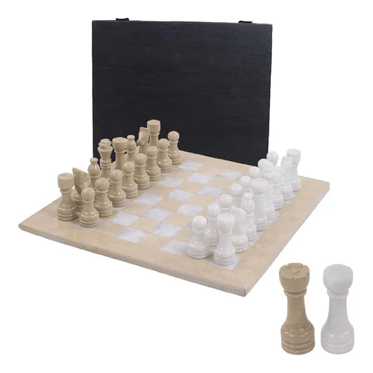 Classic Hanmade Marble Chess Set with Storage Box - 30cms