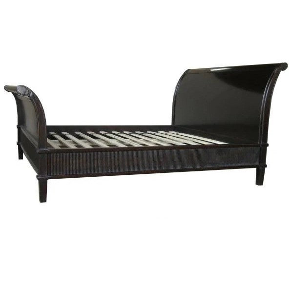 Classic Heritage Queen Size Reeded Sleigh Bed - Black