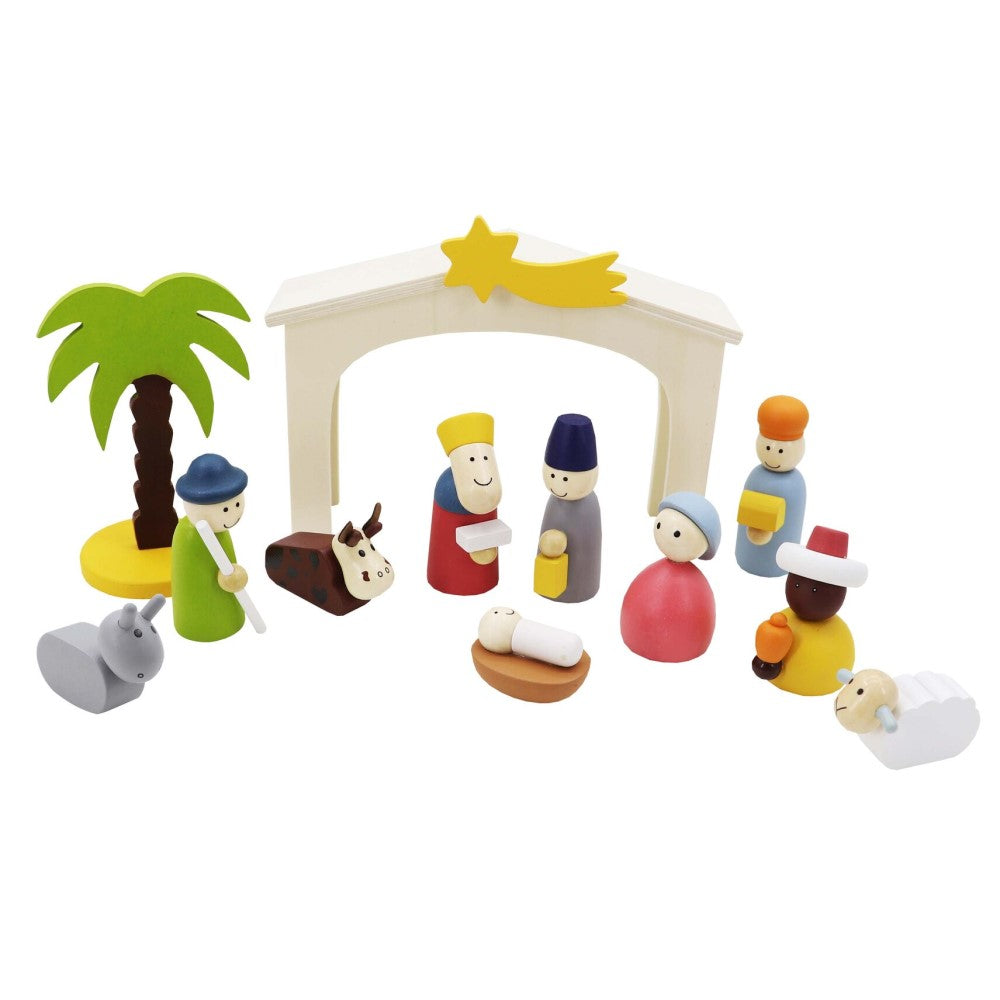 Classic Holiday Christmas Nativity Wooden Playset