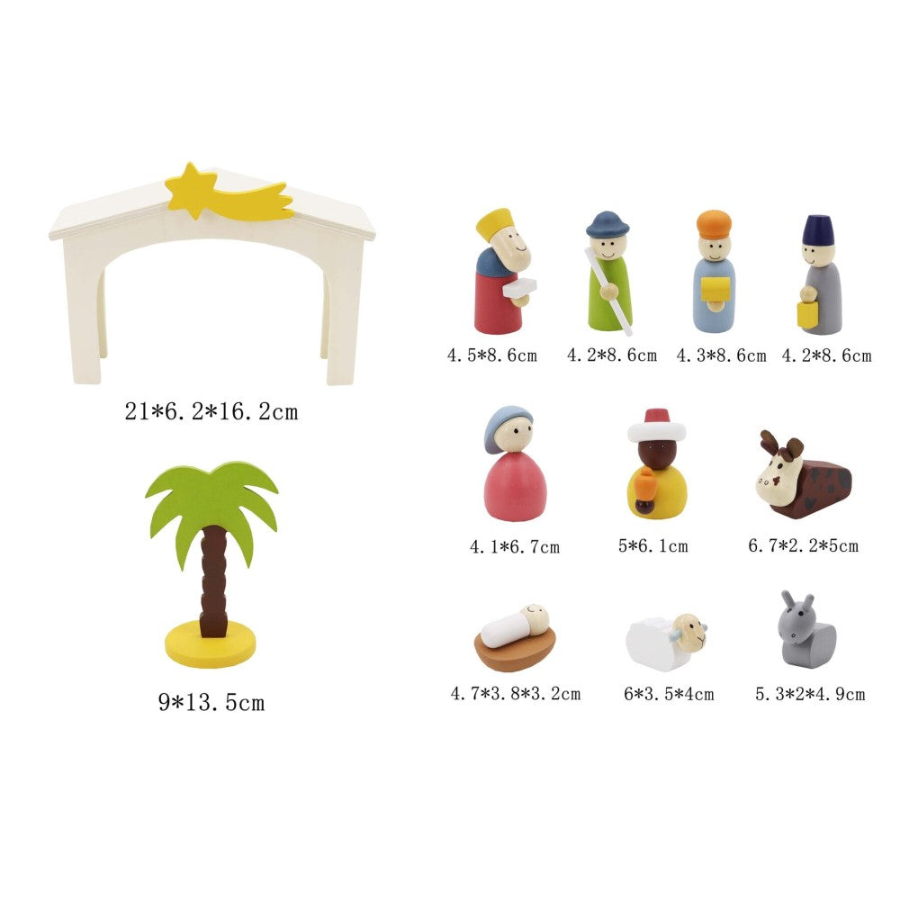 Classic Holiday Christmas Nativity Wooden Playset