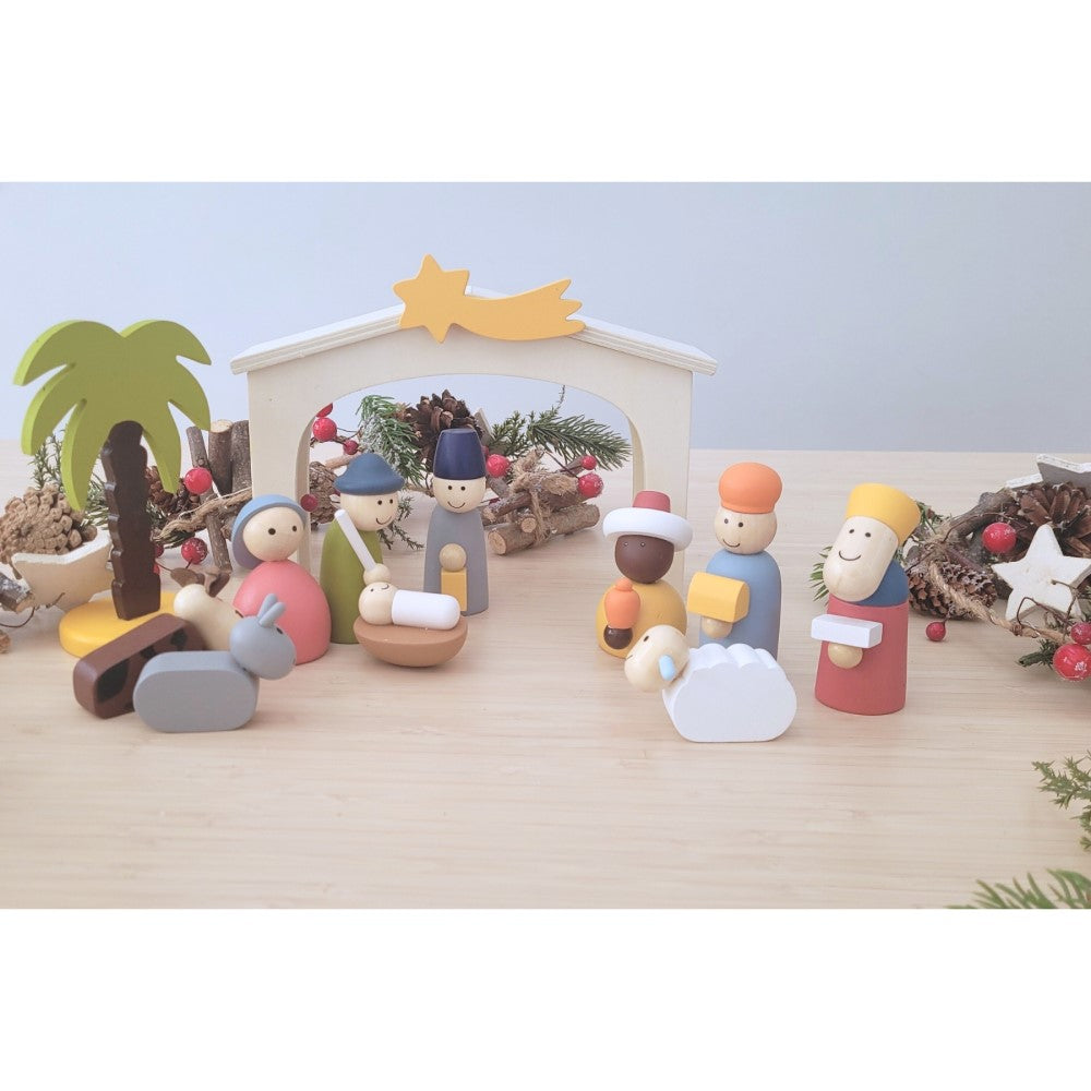 Classic Holiday Christmas Nativity Wooden Playset