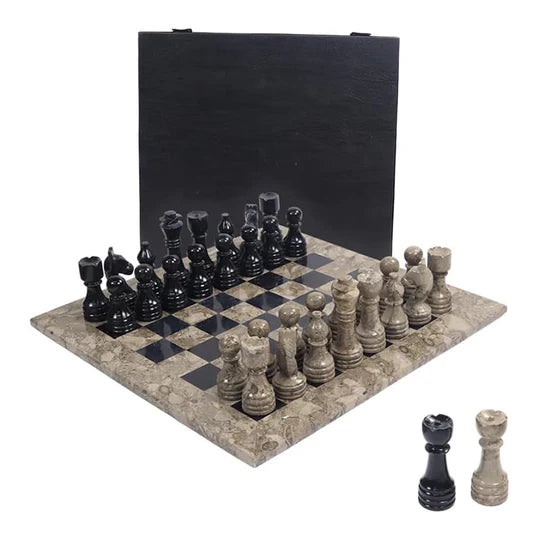 Classic Marble Chess Set with Storage Box - 30cms