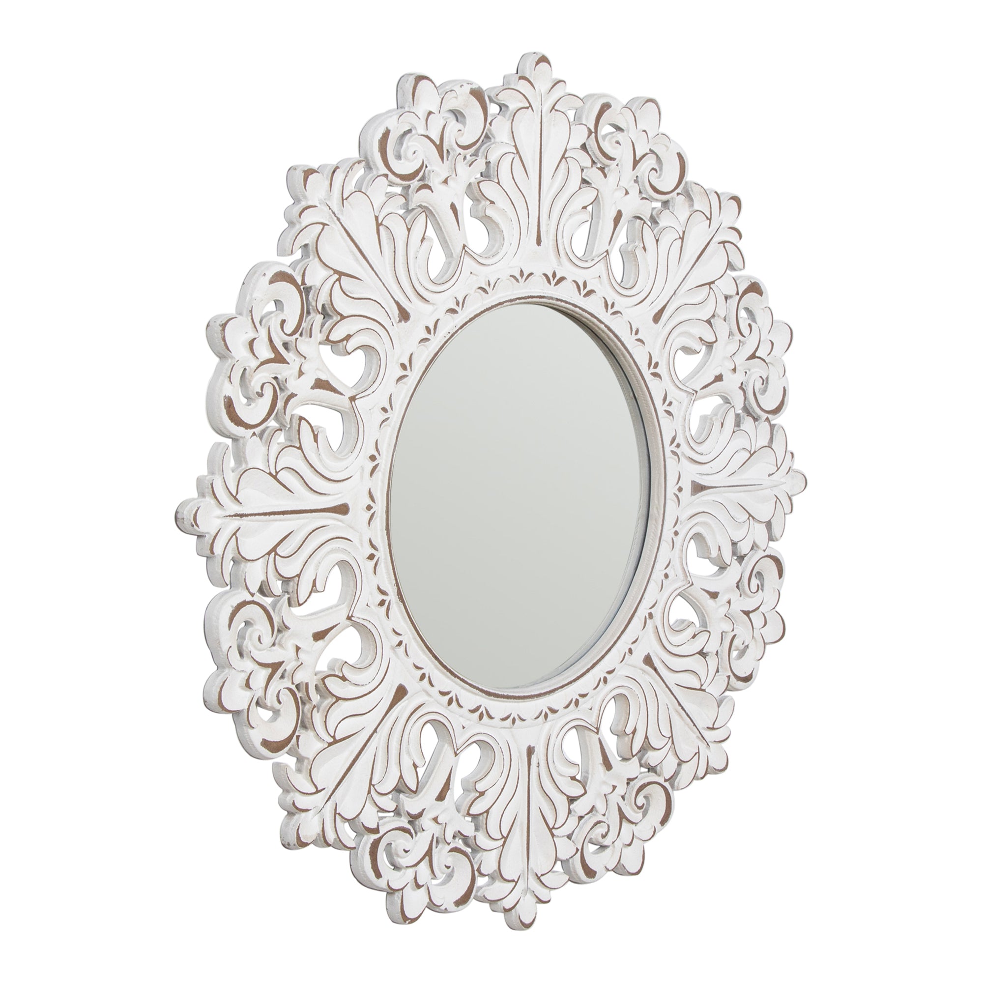 Classic Ornate Carve Round Wall Mirror 74cms